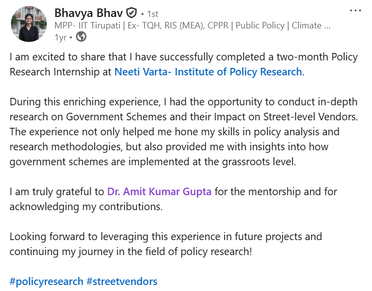 Neeti Varta LinkedIn Testimonial 2